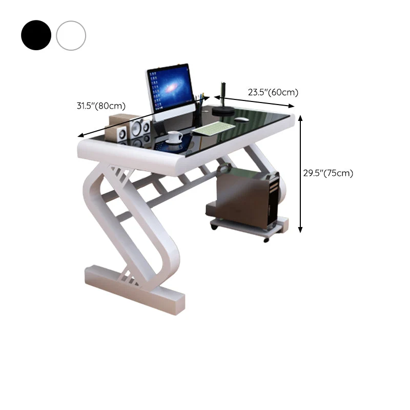 Scrivania da ufficio rettangolare con piano vetro Scrivania per computer contemporanea Clearhalo