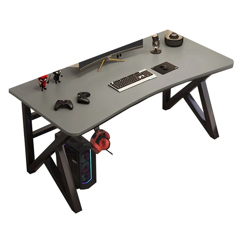 Scrivania da ufficio rettangolare contemporanea Scrivania per computer legno con base metallo Clearhalo