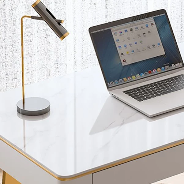Scrivania da ufficio rettangolare Glam, scrivania per computer con finitura anticata, con 2 cassetti portaoggetti Clearhalo