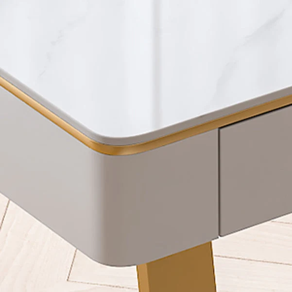 Scrivania da ufficio rettangolare Glam, scrivania per computer con finitura anticata, con 2 cassetti portaoggetti Clearhalo