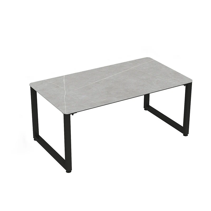 Scrivania da ufficio rettangolare grigia Scrivania industriale con base slitta metallo Clearhalo