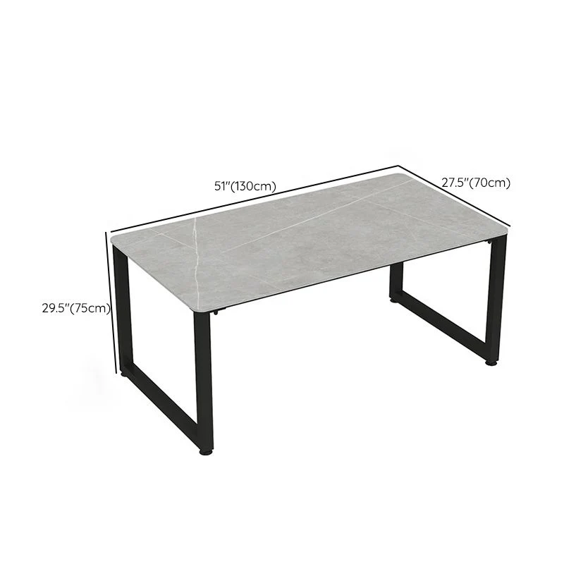 Scrivania da ufficio rettangolare grigia Scrivania industriale con base slitta metallo Clearhalo
