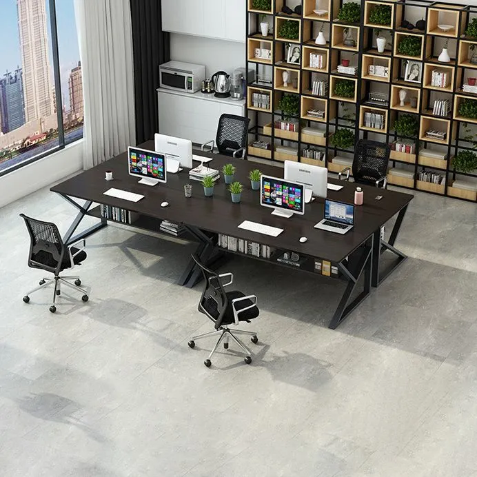Scrivania da ufficio rettangolare industriale metallo e legno per la casa Clearhalo