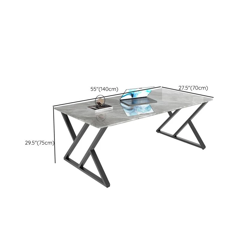 Scrivania da ufficio rettangolare industriale Scrivania con piano ardesia grigia Clearhalo