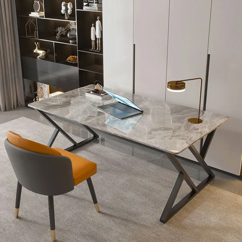 Scrivania da ufficio rettangolare industriale Scrivania con piano ardesia grigia Clearhalo
