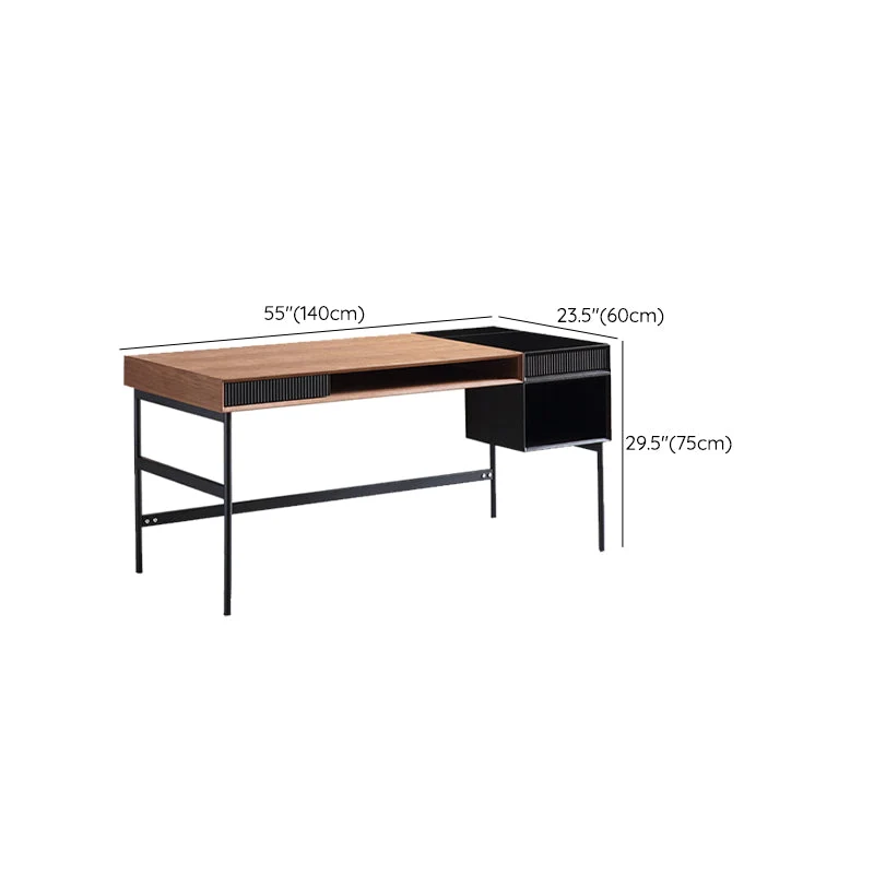 Scrivania da ufficio rettangolare legno ingegnerizzato industriale con 2 cassetti Clearhalo