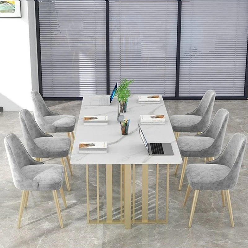 Scrivania da Ufficio Rettangolare Metallo Stile Glam Scrittoio Pietra per la Casa Clearhalo