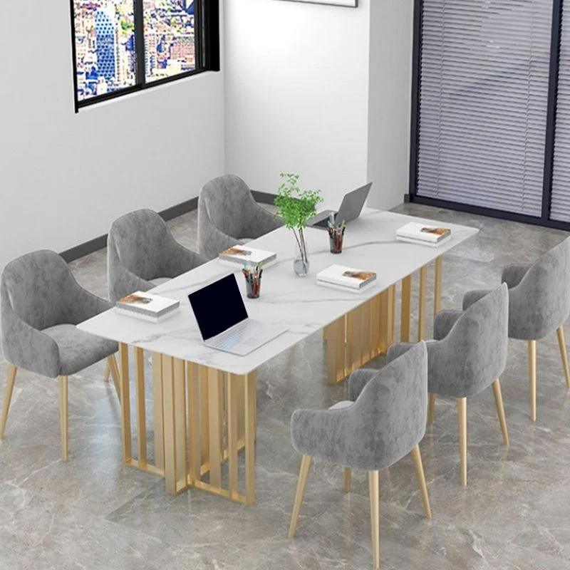 Scrivania da Ufficio Rettangolare Metallo Stile Glam Scrittoio Pietra per la Casa Clearhalo
