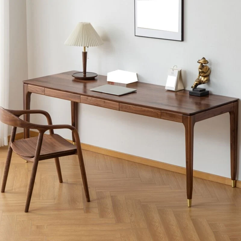 Scrivania da ufficio rettangolare moderna legno massello da soggiorno Clearhalo
