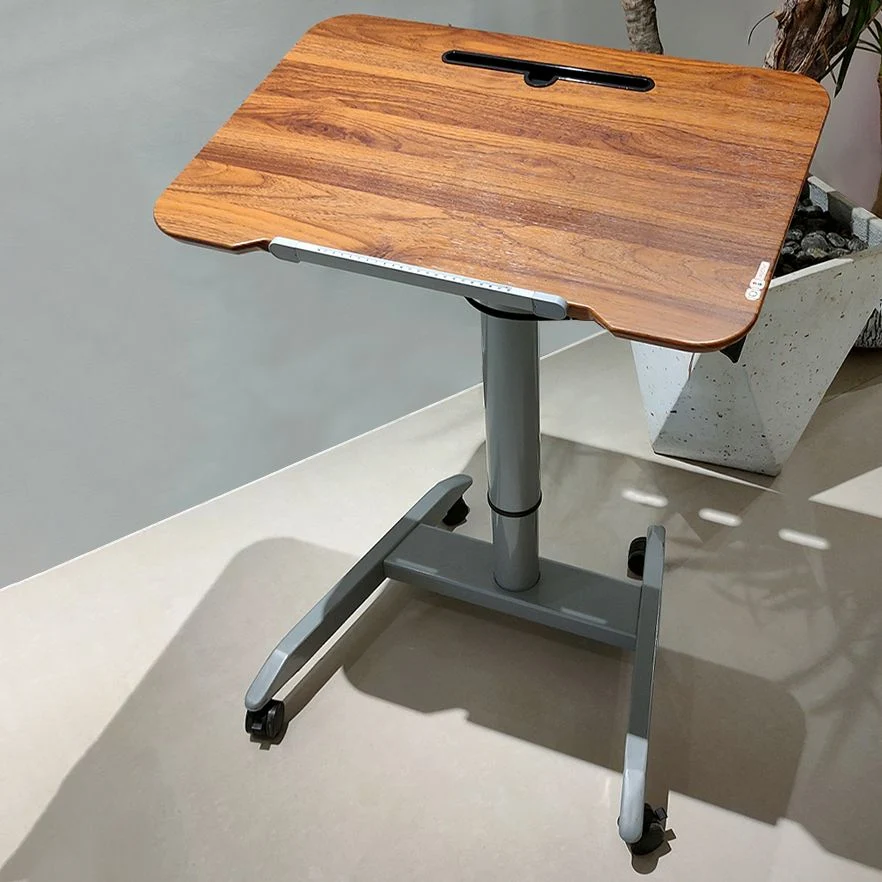 Scrivania da ufficio rettangolare regolabile altezza Scrivania legno con ruote piroettanti Clearhalo