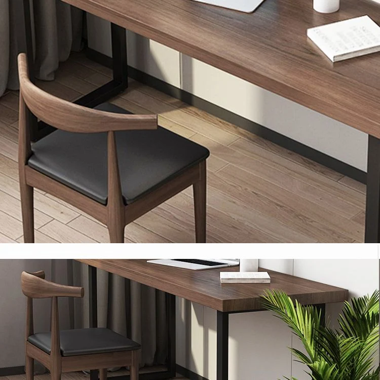 Scrivania da ufficio stile industriale Scrivania rettangolare legno massello con base slitta per la casa Clearhalo
