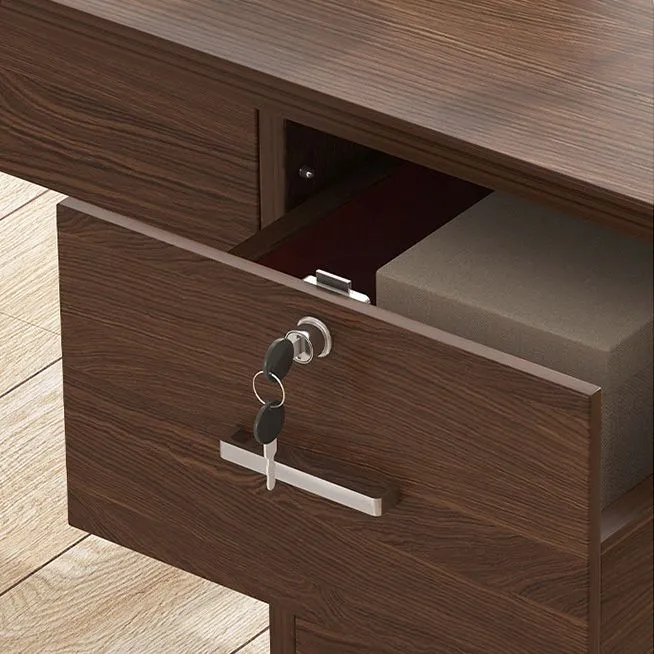 Scrivania da ufficio stile moderno marrone Scrivania legno con cassetti per camera da letto Clearhalo