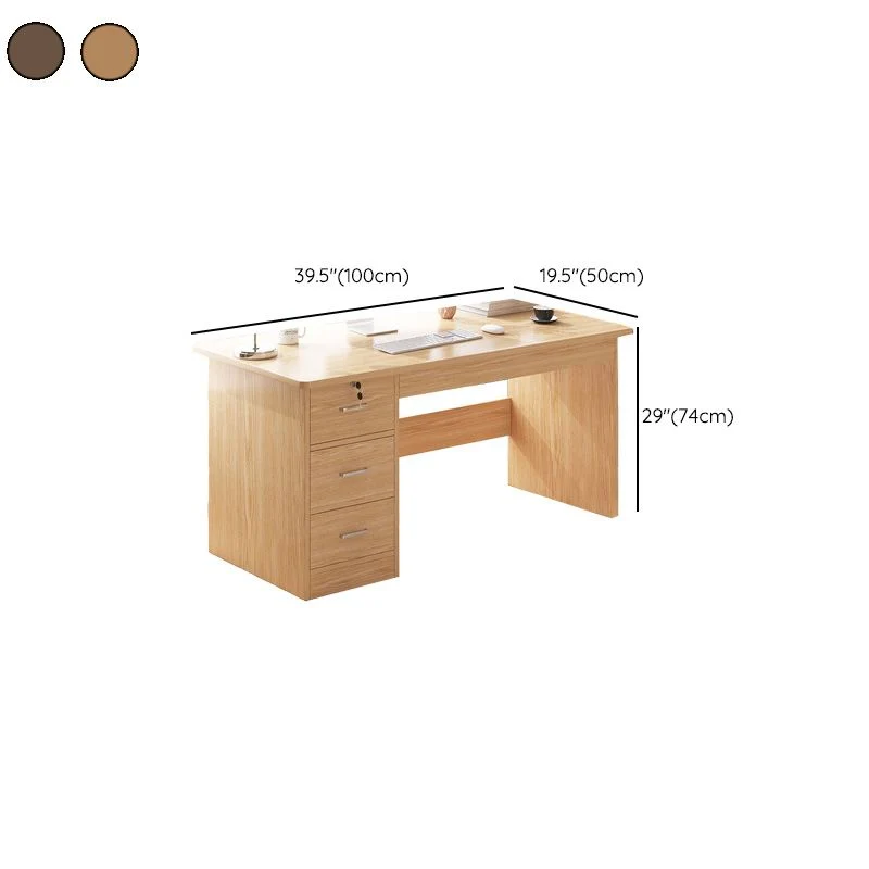 Scrivania da ufficio stile moderno marrone Scrivania legno con cassetti per camera da letto Clearhalo