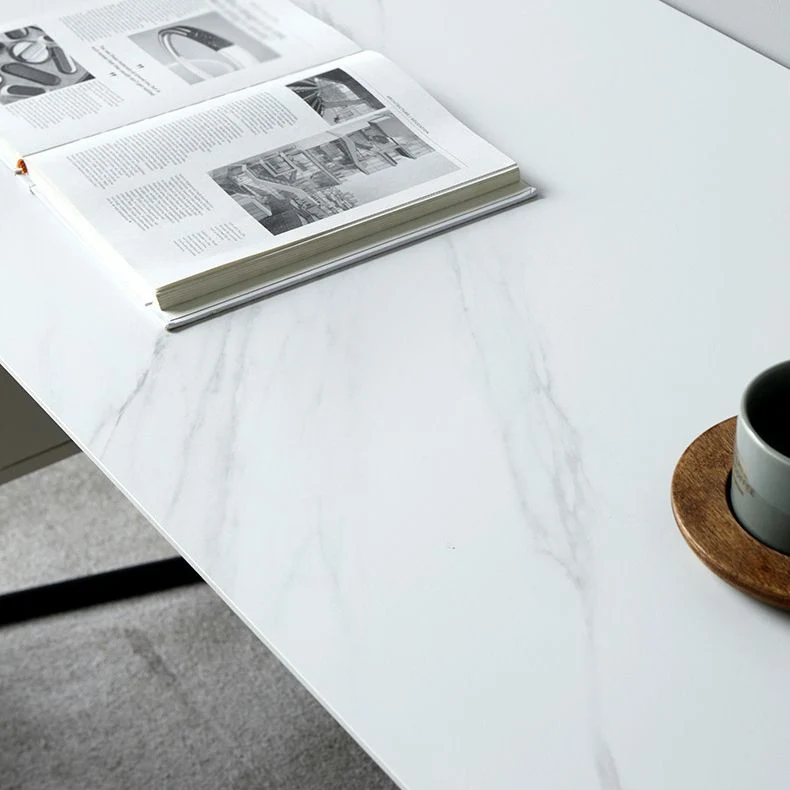 Scrivania da ufficio stile moderno per la casa e l'ufficio con 2 cassetti Clearhalo