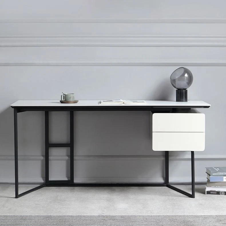Scrivania da ufficio stile moderno per la casa e l'ufficio con 2 cassetti Clearhalo