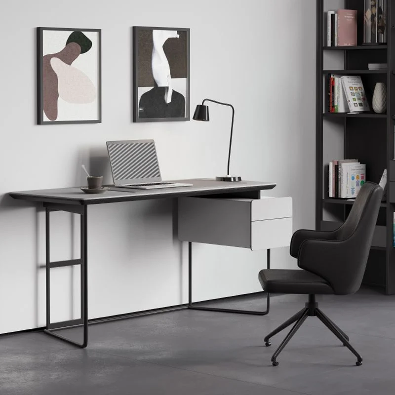 Scrivania da ufficio stile moderno per la casa e l'ufficio con 2 cassetti Clearhalo