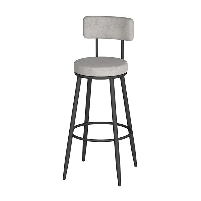 Sedia da bancone moderna metallo con poggiapiedi e sgabello da bar rotondo moderno con cuscino Clearhalo