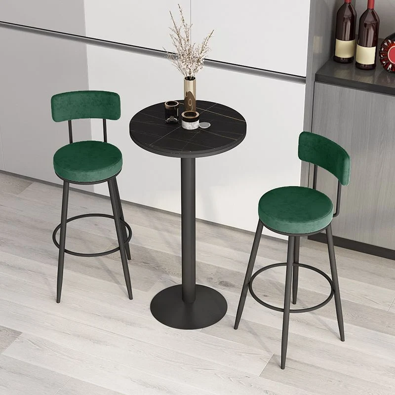 Sedia da bancone moderna metallo con poggiapiedi e sgabello da bar rotondo moderno con cuscino Clearhalo