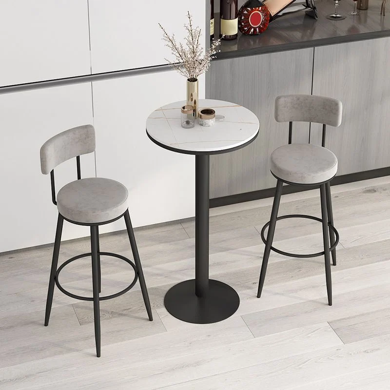 Sedia da bancone moderna metallo con poggiapiedi e sgabello da bar rotondo moderno con cuscino Clearhalo