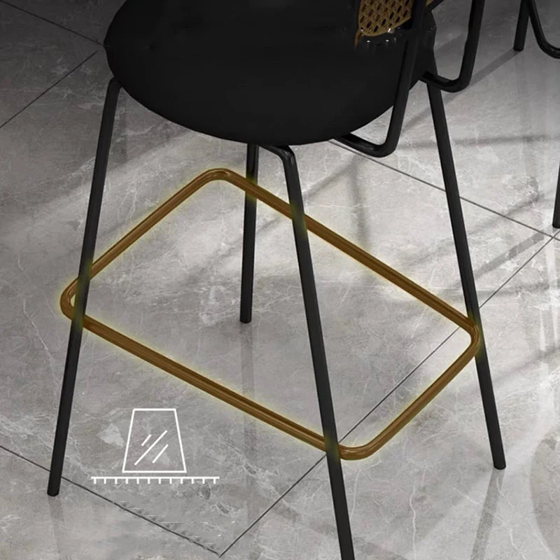 Sedia da bar industriale imbottita Sgabello da bar con schienale basso tessuto rattan Clearhalo