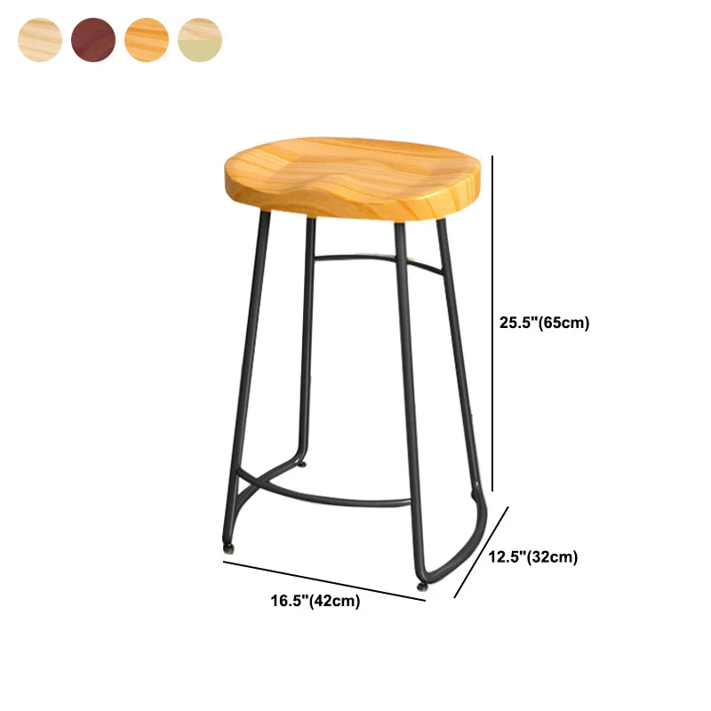Sedia da bar legno massello senza schienale Sgabello da bar industriale con gambe metallo senza braccioli Clearhalo