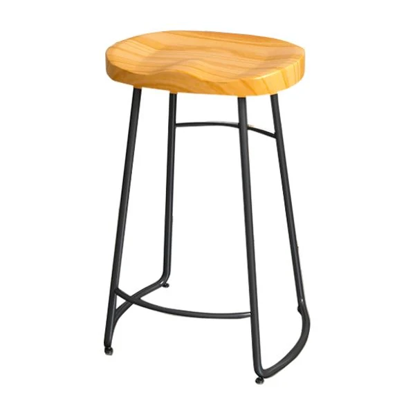 Sedia da bar legno massello senza schienale Sgabello da bar industriale con gambe metallo senza braccioli Clearhalo