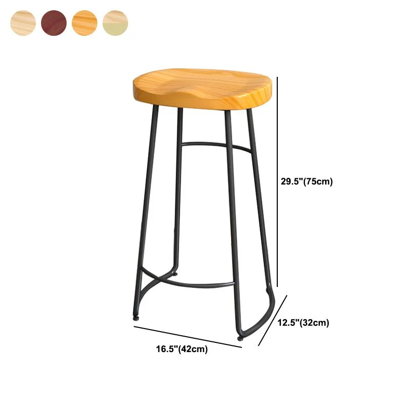 Sedia da bar legno massello senza schienale Sgabello da bar industriale con gambe metallo senza braccioli Clearhalo