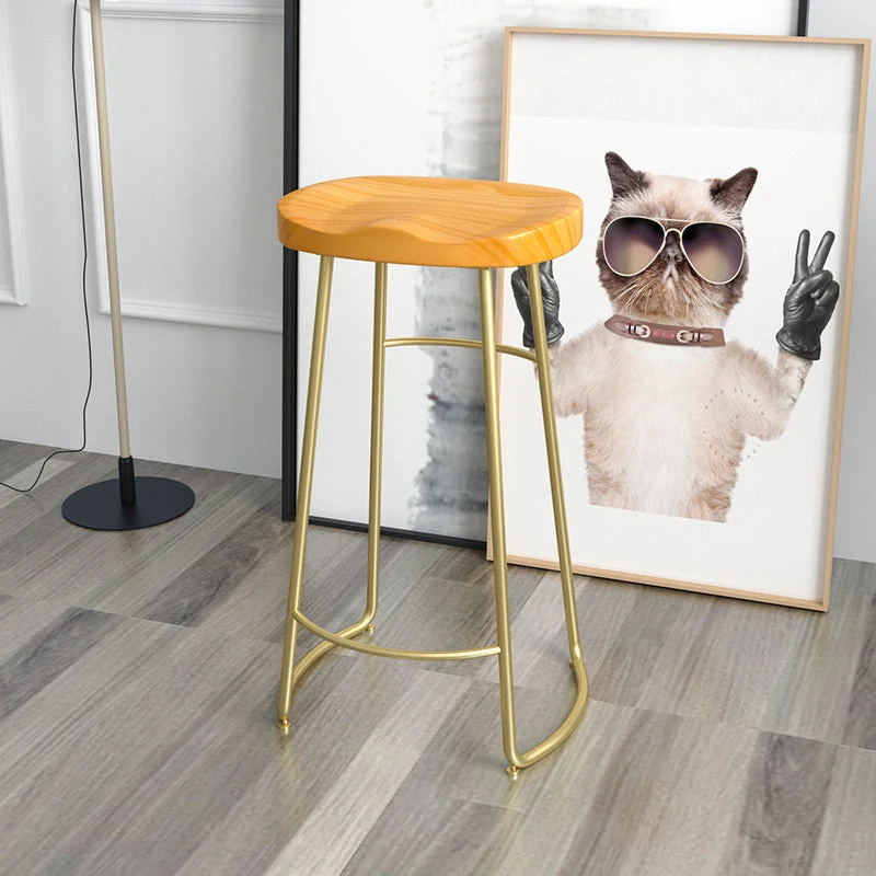 Sedia da bar legno massello senza schienale Sgabello da bar industriale con gambe metallo senza braccioli Clearhalo