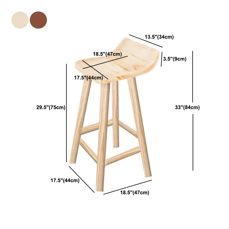 Sedia da bar moderna legno massello Sgabello da bar senza braccioli con poggiapiedi legno Clearhalo