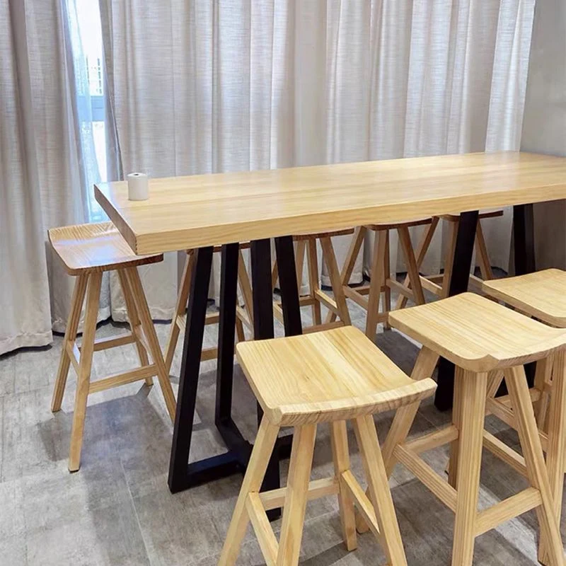 Sedia da bar moderna legno massello Sgabello da bar senza braccioli con poggiapiedi legno Clearhalo