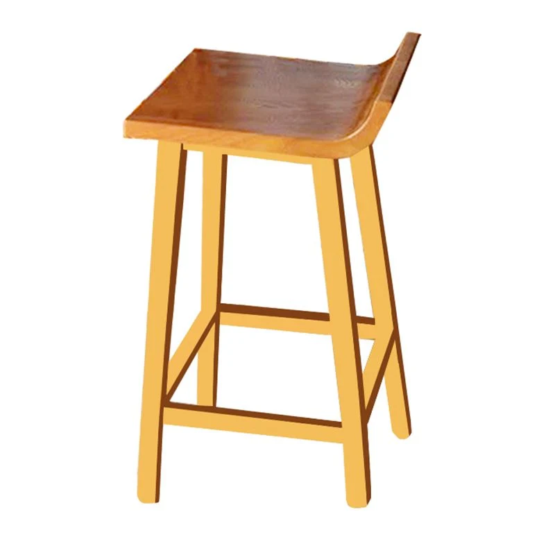 Sedia da bar moderna legno massello Sgabello da bar senza braccioli con poggiapiedi legno Clearhalo
