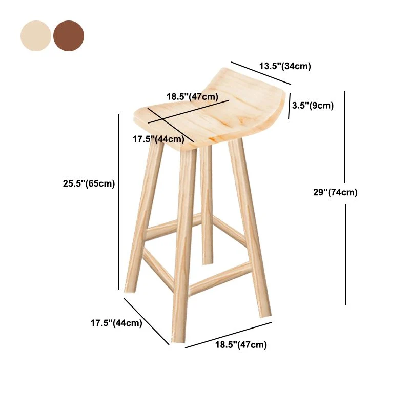 Sedia da bar moderna legno massello Sgabello da bar senza braccioli con poggiapiedi legno Clearhalo
