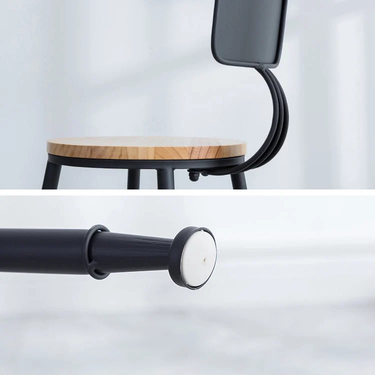 Sedia da bar rotonda industriale Sgabello da bar e bancone legno e metallo con poggiapiedi Clearhalo