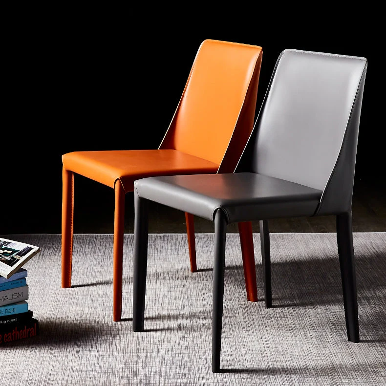 Sedia da casa stile designer pelle, finitura opaca, sedia da pranzo Parsons Clearhalo