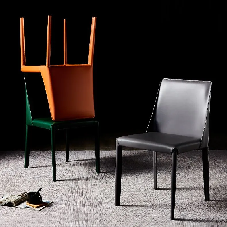 Sedia da casa stile designer pelle, finitura opaca, sedia da pranzo Parsons Clearhalo