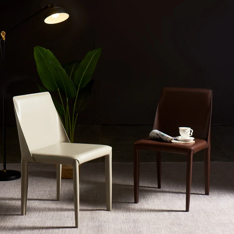 Sedia da casa stile designer pelle, finitura opaca, sedia da pranzo Parsons Clearhalo