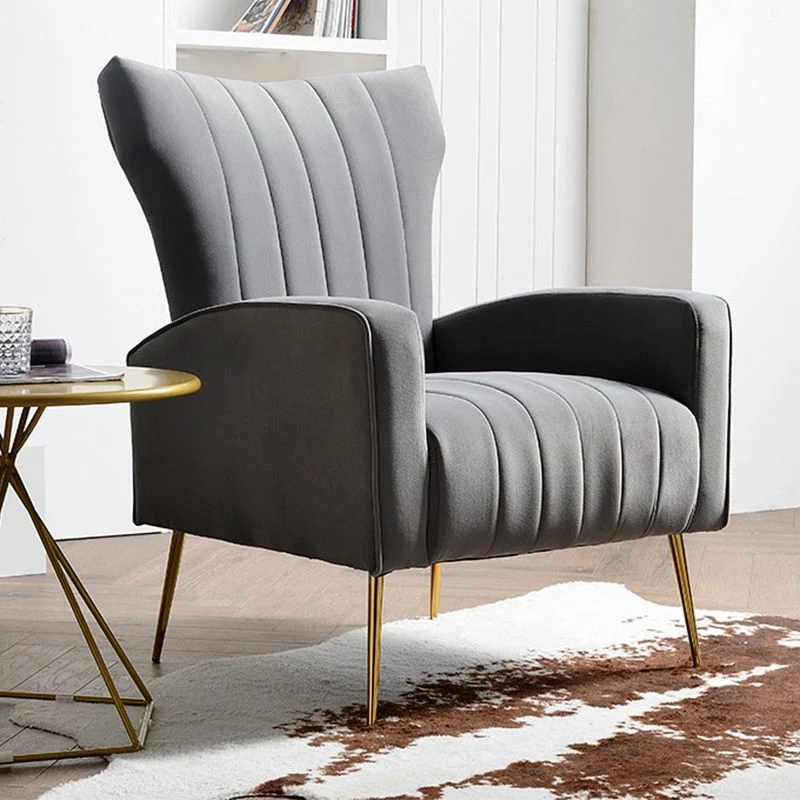 Sedia con accento scandinavo Sedia con schienale velluto con schienale cucito e quattro gambe di base Clearhalo