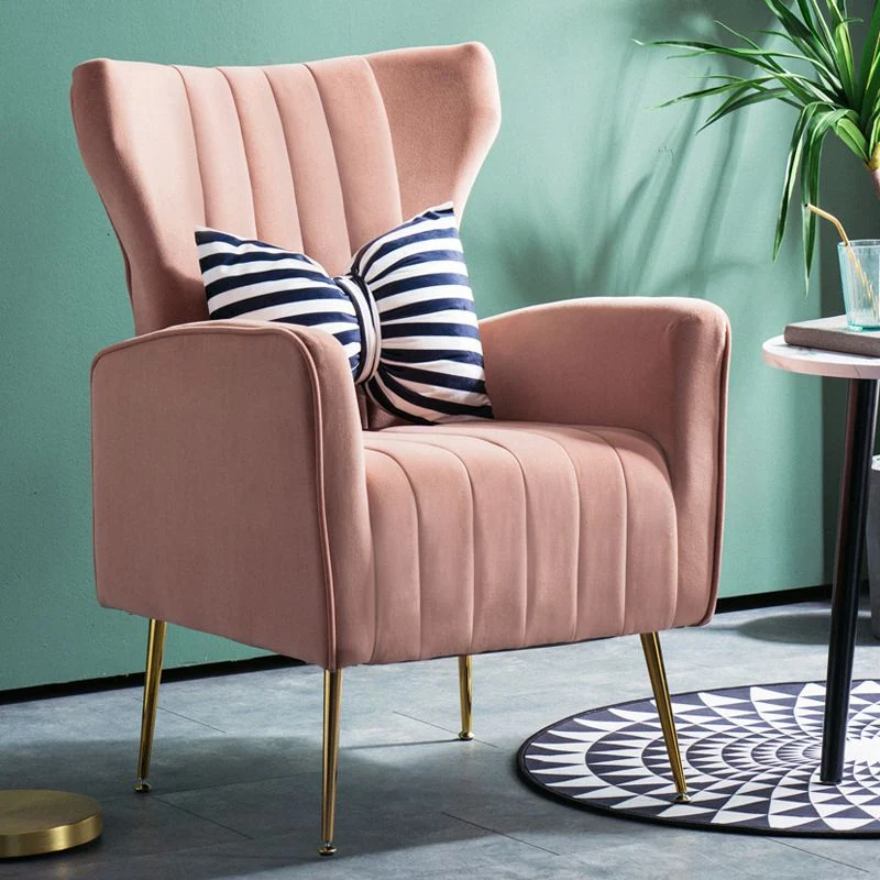 Sedia con accento scandinavo Sedia con schienale velluto con schienale cucito e quattro gambe di base Clearhalo