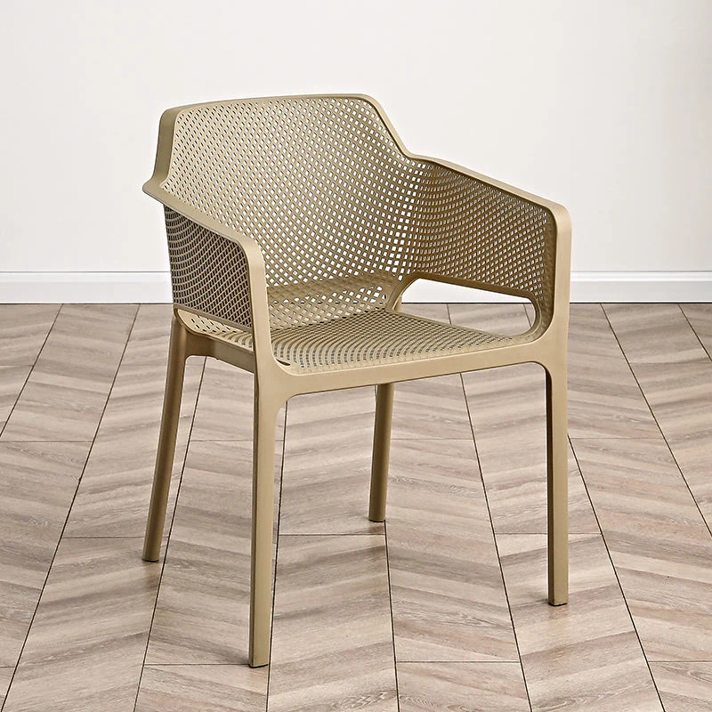 Sedia con braccioli stile designer, sedia laterale con schienale incrociato plastica per ristorante Clearhalo