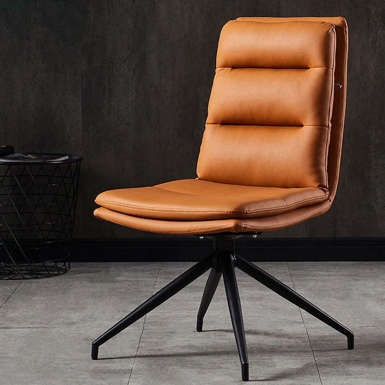 Sedia con schienale massiccio senza braccioli stile minimalista per sedia laterale ecopelle per la casa Clearhalo