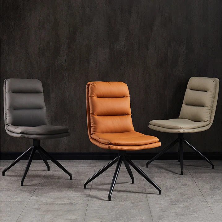 Sedia con schienale massiccio senza braccioli stile minimalista per sedia laterale ecopelle per la casa Clearhalo