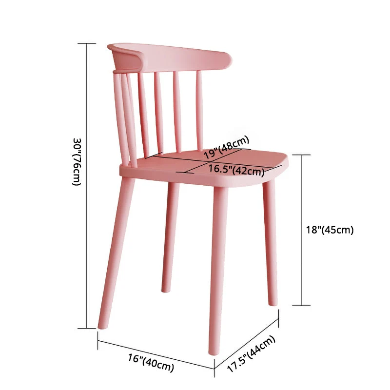 Sedia contemporanea plastica senza braccioli Windsor, sedia laterale posteriore per uso domestico Clearhalo
