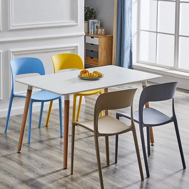 Sedia da cucina contemporanea plastica Sedia laterale per sala da pranzo con schienale aperto Clearhalo