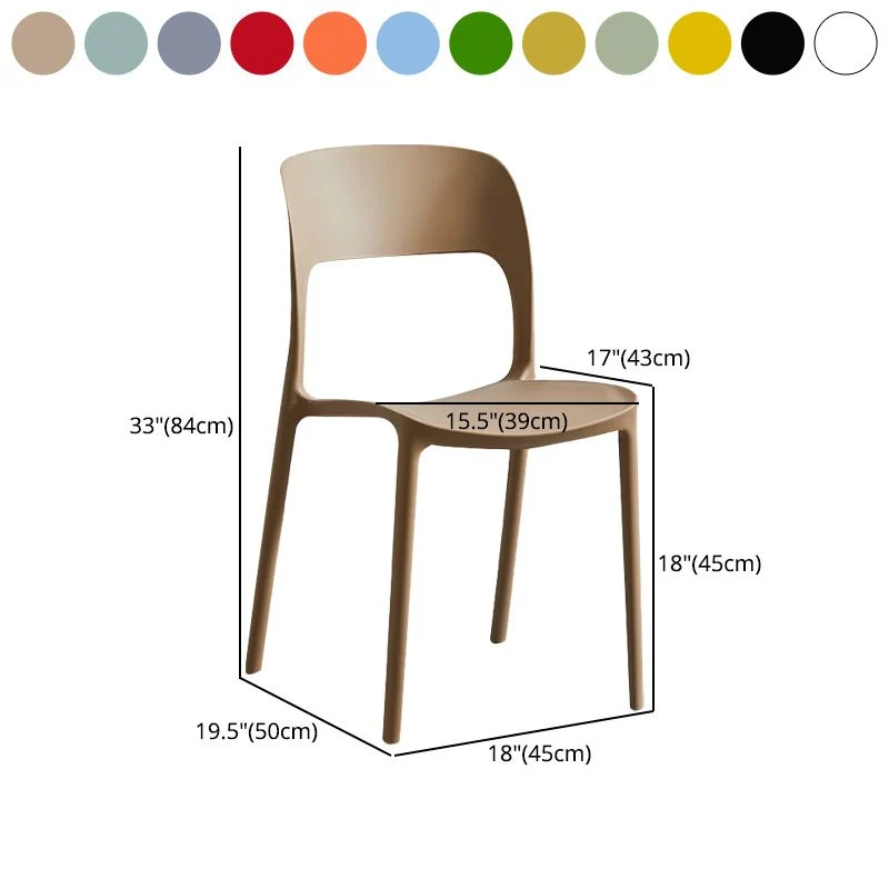Sedia da cucina contemporanea plastica Sedia laterale per sala da pranzo con schienale aperto Clearhalo