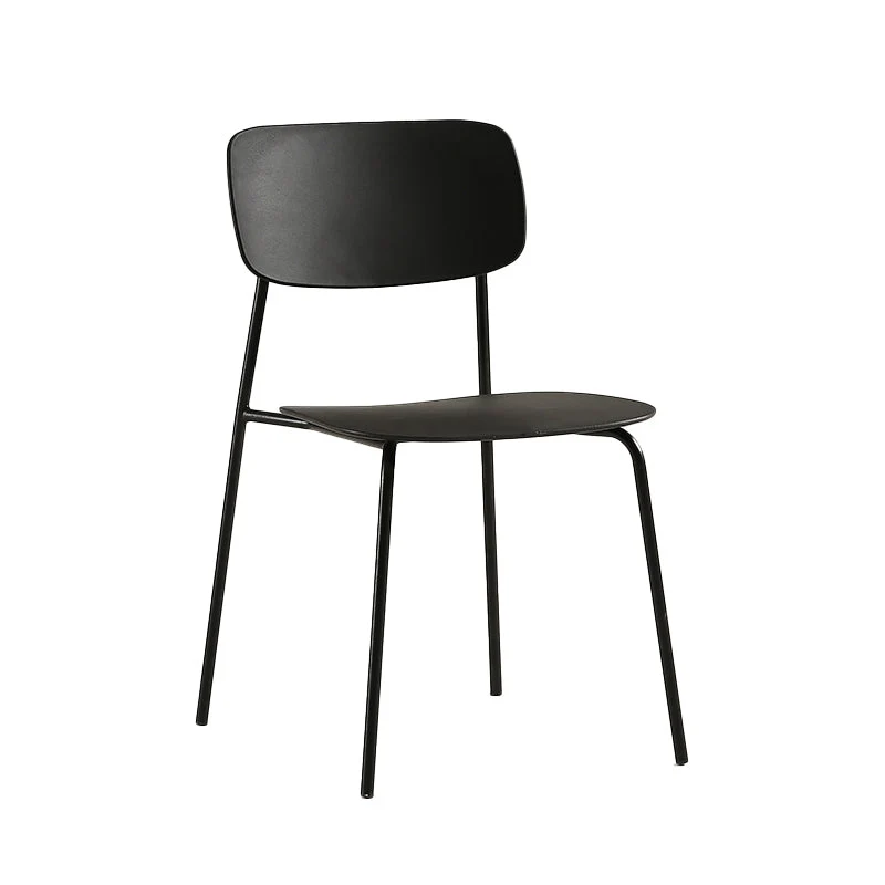 Sedia da cucina industriale senza braccioli Sedia da interno plastica con schienale aperto e base metallo Clearhalo