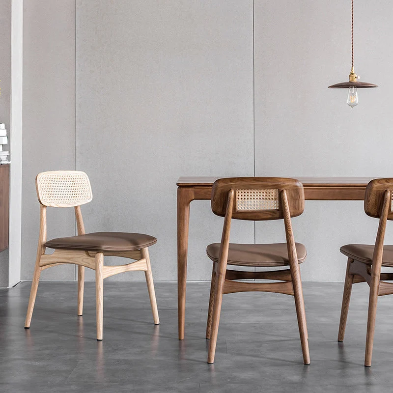 Sedia da cucina legno di quercia stile moderno, sedie da pranzo con schienale aperto Clearhalo