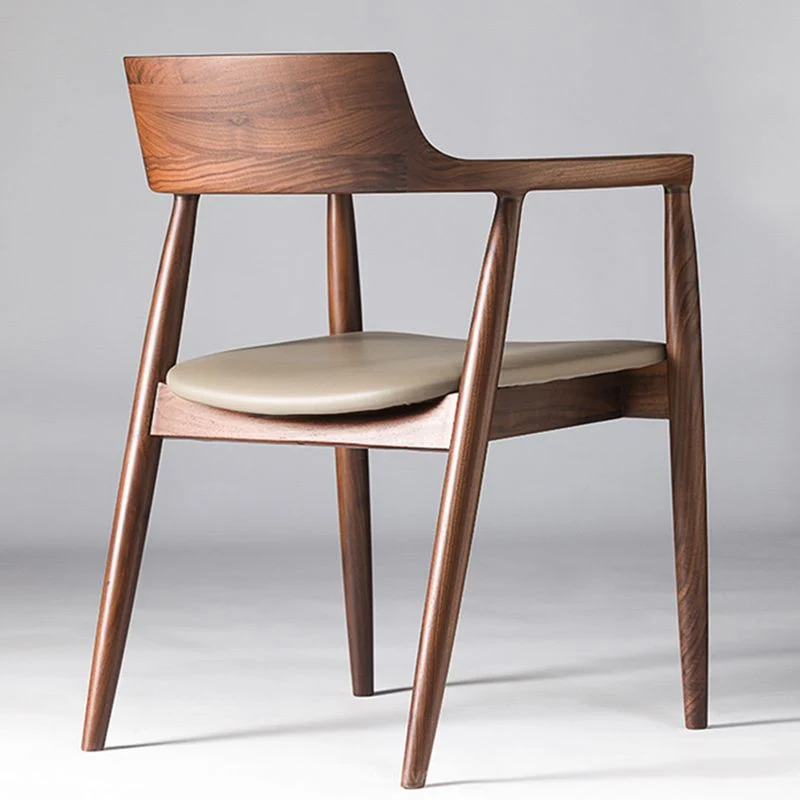 Sedia da cucina per la casa Poltrona da pranzo legno massello con schienale aperto marrone Clearhalo
