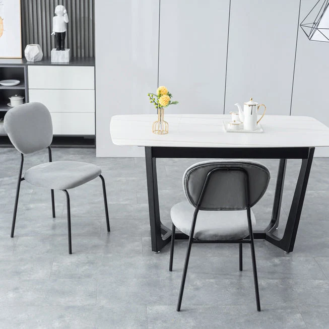 Sedia da cucina per sala da pranzo metallo stile moderno, sedie laterali con schienale aperto Clearhalo