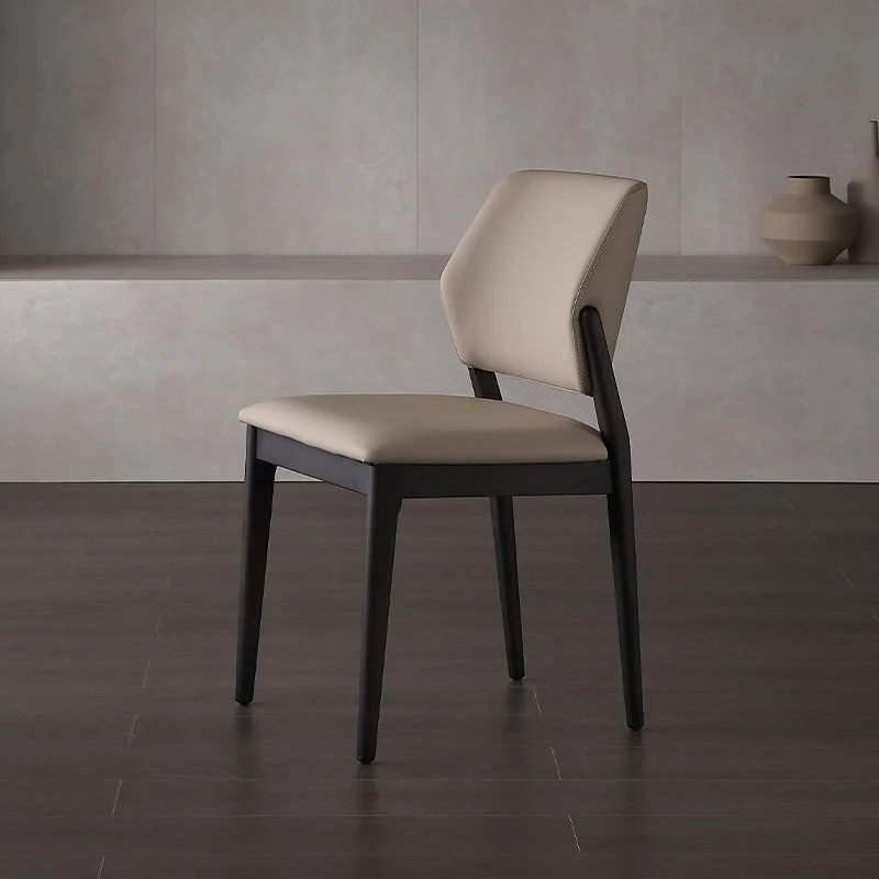 Sedia da cucina per sala da pranzo Sedia laterale da pranzo con gambe legno massello con schienale aperto Clearhalo