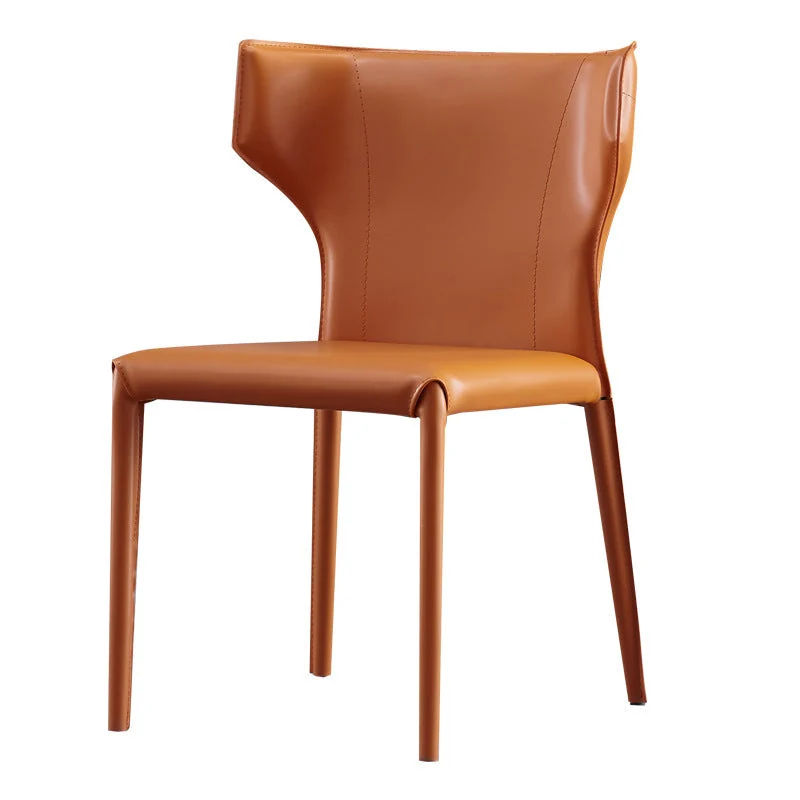Sedia da cucina senza braccioli ecopelle, sedia laterale con schienale colore arancione Clearhalo
